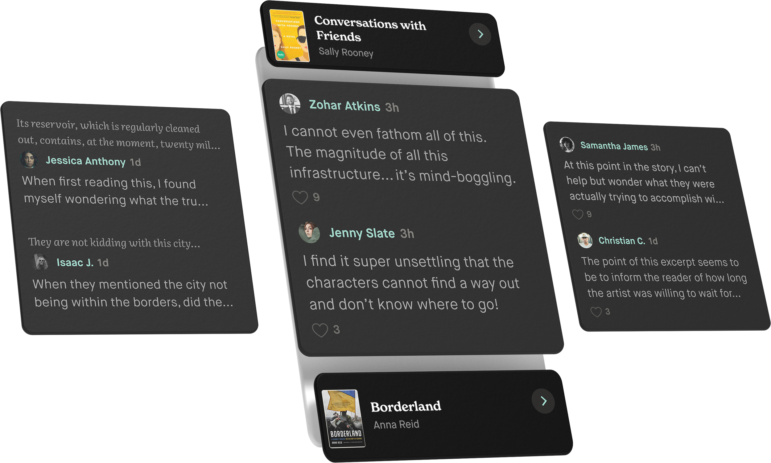 Threadable Books app screens