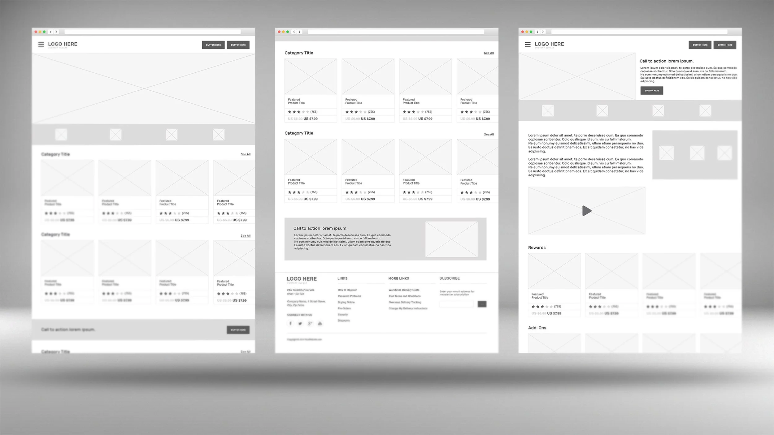 Website wireframes