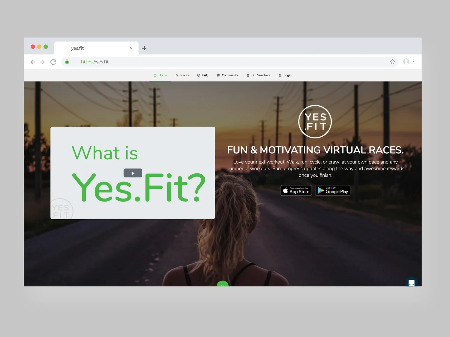 Legacy Yes.Fit homepage, 2019