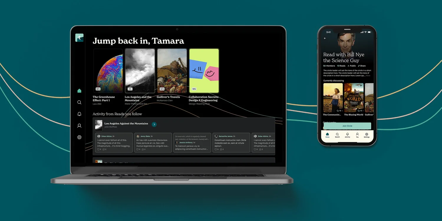 Threadable home screen on desktop and mobile