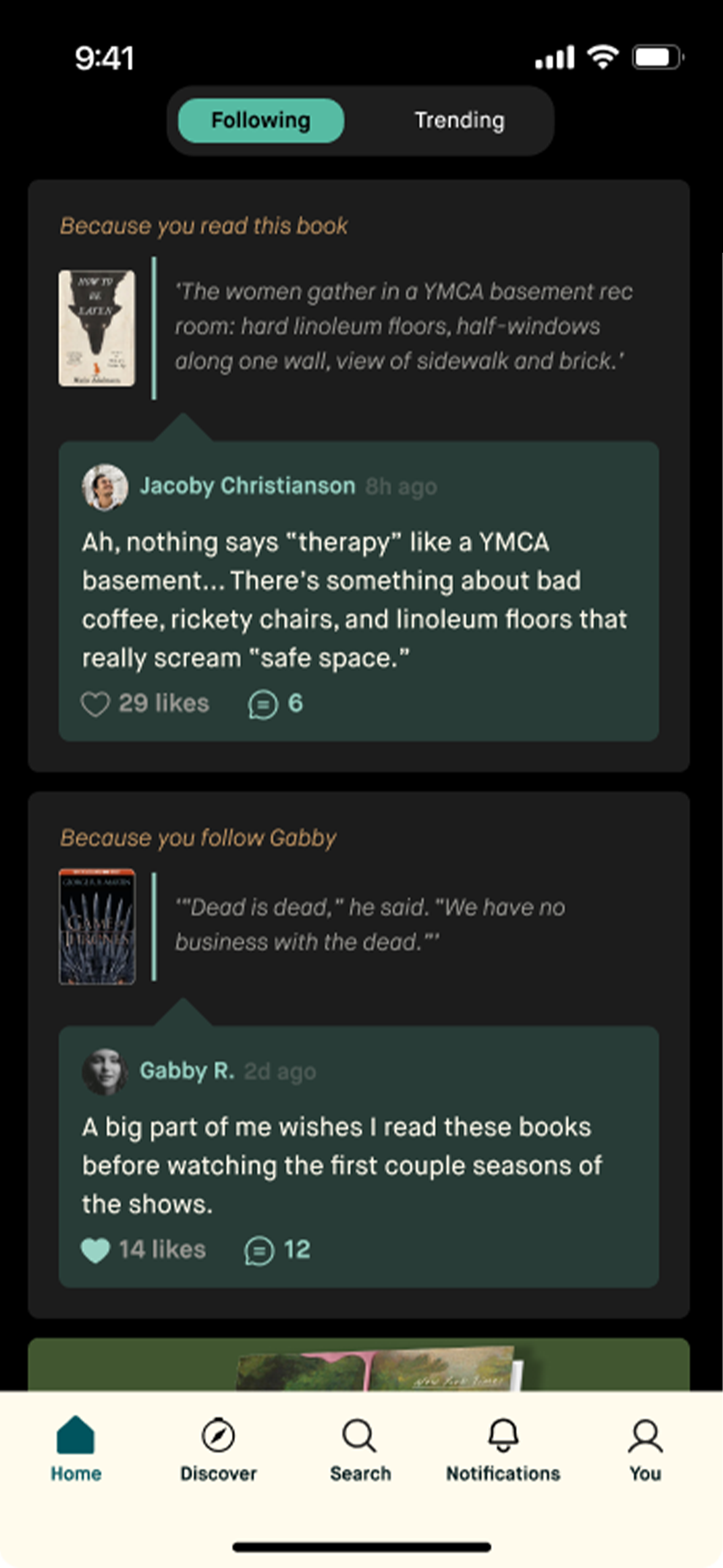 Home screen after redesign